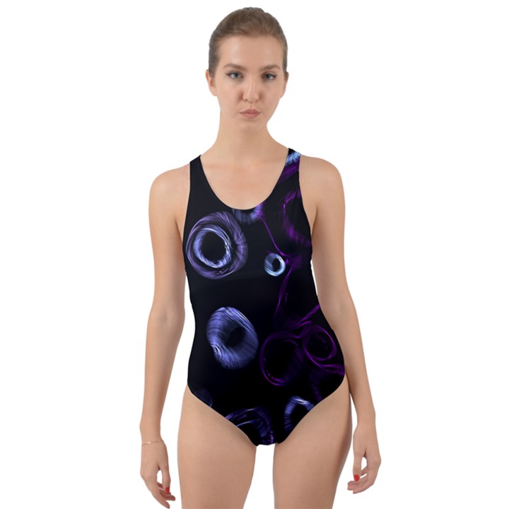 Purple Circles  Cut-Out Back One Piece Swimsuit