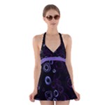 Purple Circles  Halter Dress Swimsuit 