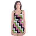 pink and green chevron  Skater Dress Swimsuit View1