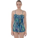 blue green zigzag Babydoll Tankini Set