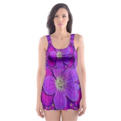 Fantasy Flowers In Paradise Calm Style Skater Dress Swimsuit by pepitasart