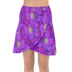 Fantasy Flowers In Paradise Calm Style Wrap Front Skirt by pepitasart