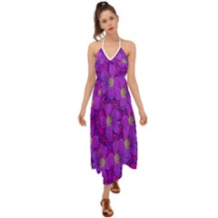 Fantasy Flowers In Paradise Calm Style Halter Tie Back Dress  by pepitasart