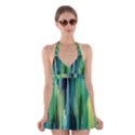 blue green streaks Halter Dress Swimsuit  View1
