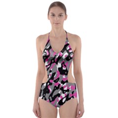 Pink Camo Cut-out One Piece Swimsuit by TRENDYcouture