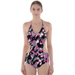 pink camo Cut-Out One Piece Swimsuit
