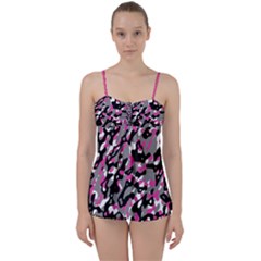 Pink  Camo Babydoll Tankini Set