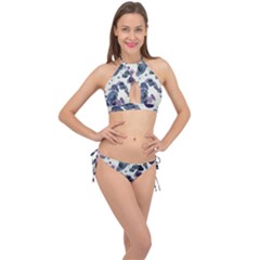 Blue And Purple  Cross Front Halter Bikini Set by TRENDYcouture