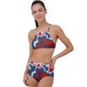 Turquoise and orange High Waist Tankini Set View1