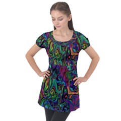 Brain Melt Puff Sleeve Tunic Top by MRNStudios