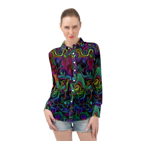 Brain Melt Long Sleeve Chiffon Shirt by MRNStudios