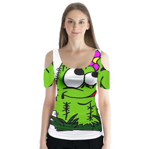 Cactus Butterfly Sleeve Cutout Tee  by IIPhotographyAndDesigns