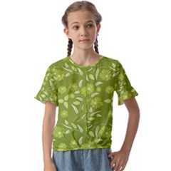 Folk flowers art pattern  Kids  Cuff Sleeve Scrunch Bottom Tee