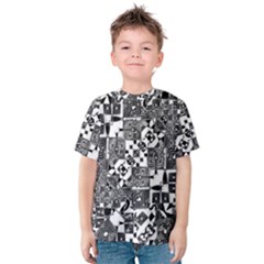 Black And White Geometric Print Kids  Cotton Tee