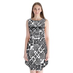 Black And White Geometric Print Sleeveless Chiffon Dress   by dflcprintsclothing