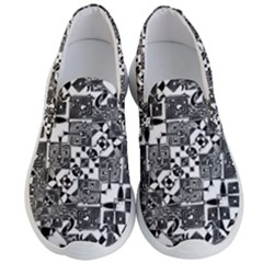 Black And White Geometric Print Men s Lightweight Slip Ons by dflcprintsclothing