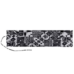 Black And White Geometric Print Roll Up Canvas Pencil Holder (l) by dflcprintsclothing