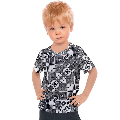 Black And White Geometric Print Kids  Sports Tee by dflcprintsclothing