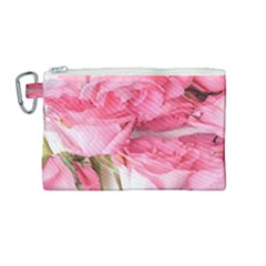 Magenta Bouquet Canvas Cosmetic Bag (medium) by kaleidomarblingart