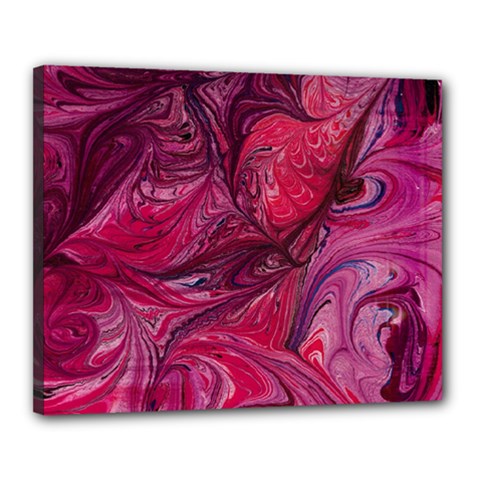 Red Feathers Canvas 20  X 16  (stretched) by kaleidomarblingart