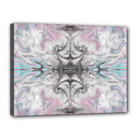 Pink On Grey Arabesque Canvas 16  X 12  (stretched)
