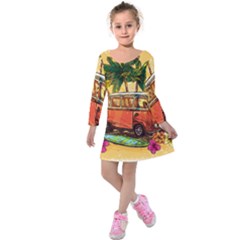 Travel Baby Kids  Long Sleeve Velvet Dress by designsbymallika