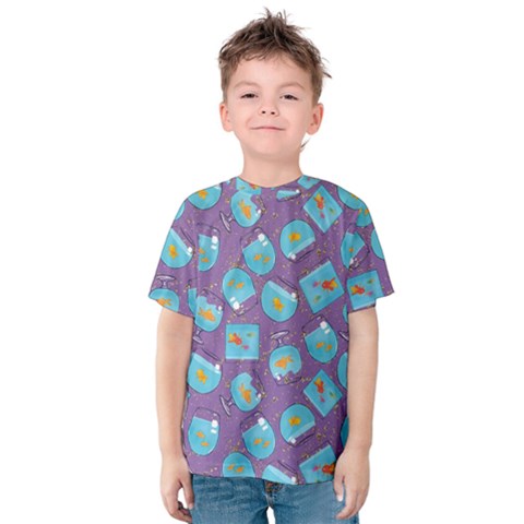 Aquarium With Fish And Sparkles Kids  Cotton Tee by SychEva