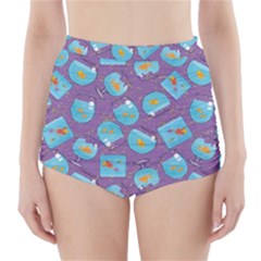 Aquarium With Fish And Sparkles High-waisted Bikini Bottoms by SychEva