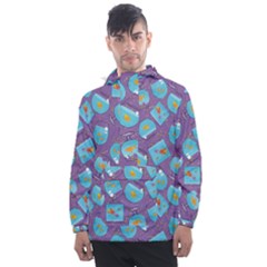 Aquarium With Fish And Sparkles Men s Front Pocket Pullover Windbreaker by SychEva