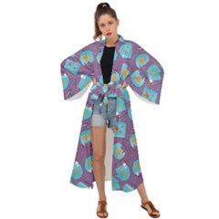 Aquarium With Fish And Sparkles Maxi Kimono by SychEva