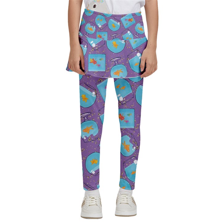 Aquarium With Fish And Sparkles Kids  Skirted Pants