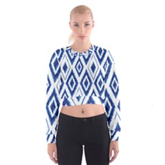 Blue Diamond Pattern Cropped Sweatshirt by designsbymallika