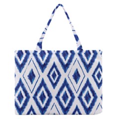 Blue Diamond Pattern Zipper Medium Tote Bag by designsbymallika