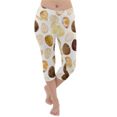 Golden Egg Easter Lightweight Velour Capri Yoga Leggings by designsbymallika