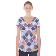 Ethnic Print Multicolor Short Sleeve Front Detail Top by designsbymallika