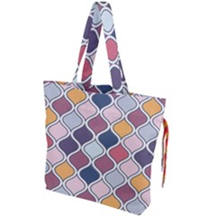Ethnic Print Multicolor Drawstring Tote Bag by designsbymallika