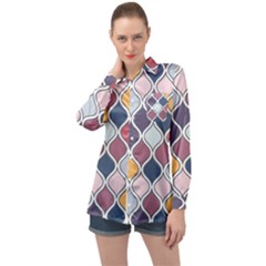 Ethnic Print Multicolor Long Sleeve Satin Shirt