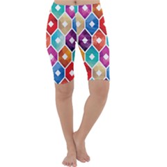 Hexagonal Color Pattern Cropped Leggings  by designsbymallika