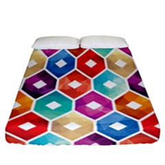 Hexagonal Color Pattern Fitted Sheet (california King Size) by designsbymallika