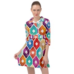 Hexagonal Color Pattern Mini Skater Shirt Dress by designsbymallika