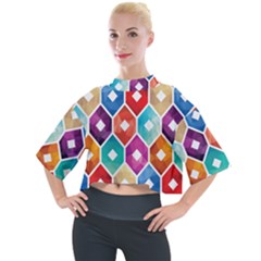 Hexagonal Color Pattern Mock Neck Tee by designsbymallika