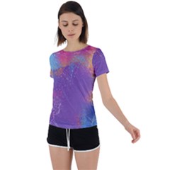 Multicolor Pastel Love Back Circle Cutout Sports Tee by designsbymallika