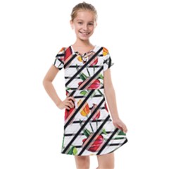 Stripes Tulips Pattern Kids  Cross Web Dress by designsbymallika