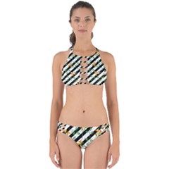 Orange Stripes Love Perfectly Cut Out Bikini Set by designsbymallika