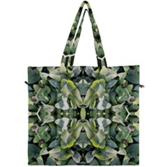 Frosted Green Leaves Repeats Canvas Travel Bag by kaleidomarblingart