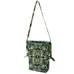 Frosted Green Leaves Repeats Folding Shoulder Bag by kaleidomarblingart