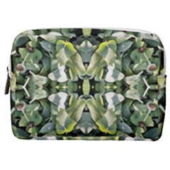 Frosted Green Leaves Repeats Make Up Pouch (medium) by kaleidomarblingart