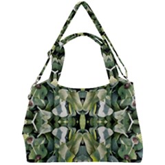 Frosted Green Leaves Repeats Double Compartment Shoulder Bag by kaleidomarblingart