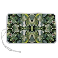 Frosted Green Leaves Repeats Pen Storage Case (l) by kaleidomarblingart