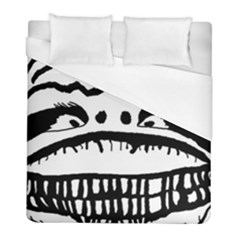 Creepy Monster Black And White Close Up Drawing Duvet Cover (full/ Double Size)